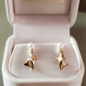 14K Gold Dolphin Earrings with Freshwater Pearls